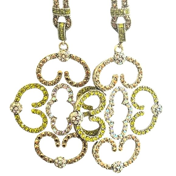 Heidi Daus ENTRANCE MAKER Crystal 2 Sided Pierced Earrings ~ Golden STATEMENT - Picture 9 of 10